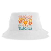 Retro Teacher Daisy Colorful Elementary School Teacher Sustainable Bucket Hat