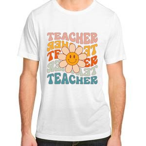 Retro Teacher Daisy Colorful Elementary School Teacher Adult ChromaSoft Performance T-Shirt