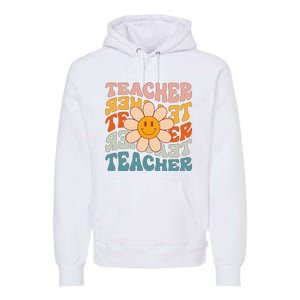 Retro Teacher Daisy Colorful Elementary School Teacher Premium Hoodie