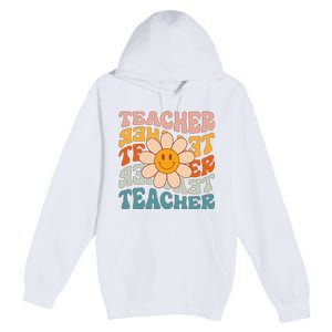 Retro Teacher Daisy Colorful Elementary School Teacher Premium Pullover Hoodie