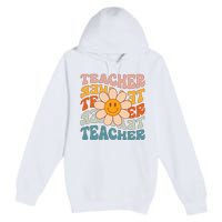 Retro Teacher Daisy Colorful Elementary School Teacher Premium Pullover Hoodie