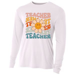 Retro Teacher Daisy Colorful Elementary School Teacher Cooling Performance Long Sleeve Crew