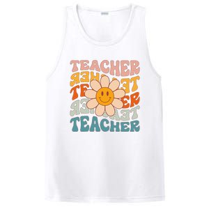 Retro Teacher Daisy Colorful Elementary School Teacher PosiCharge Competitor Tank