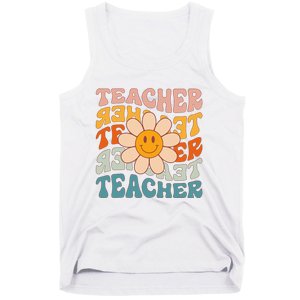 Retro Teacher Daisy Colorful Elementary School Teacher Tank Top