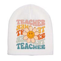 Retro Teacher Daisy Colorful Elementary School Teacher Short Acrylic Beanie