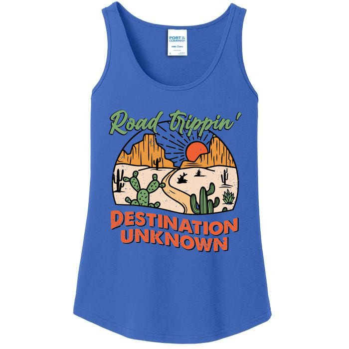 Road Trippin Destination Unknown Wanderlust Travel Western Funny Gift Ladies Essential Tank