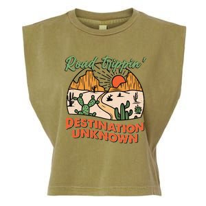 Road Trippin Destination Unknown Wanderlust Travel Western Funny Gift Garment-Dyed Women's Muscle Tee