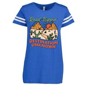 Road Trippin Destination Unknown Wanderlust Travel Western Funny Gift Enza Ladies Jersey Football T-Shirt