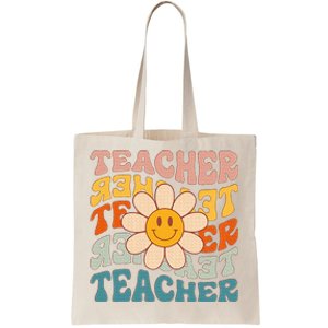 Retro Teacher Daisy Colorful Elementary School Teacher Tote Bag