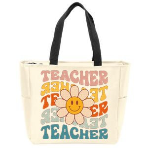 Retro Teacher Daisy Colorful Elementary School Teacher Zip Tote Bag