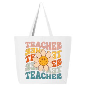 Retro Teacher Daisy Colorful Elementary School Teacher 25L Jumbo Tote