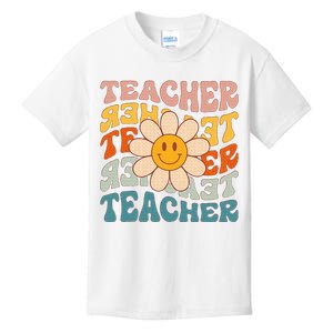 Retro Teacher Daisy Colorful Elementary School Teacher Kids T-Shirt