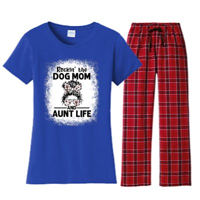 Rockin' The Dog Mom And Aunt Life Funny Dog Lover Dog Mom Gift Women's Flannel Pajama Set