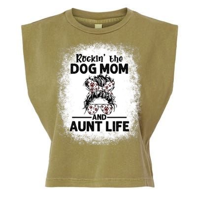 Rockin' The Dog Mom And Aunt Life Funny Dog Lover Dog Mom Gift Garment-Dyed Women's Muscle Tee