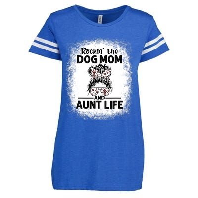 Rockin' The Dog Mom And Aunt Life Funny Dog Lover Dog Mom Gift Enza Ladies Jersey Football T-Shirt