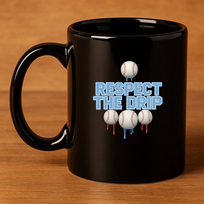 Respect The Drip Baseball Ice 11oz C Handle Ceramic Mug
