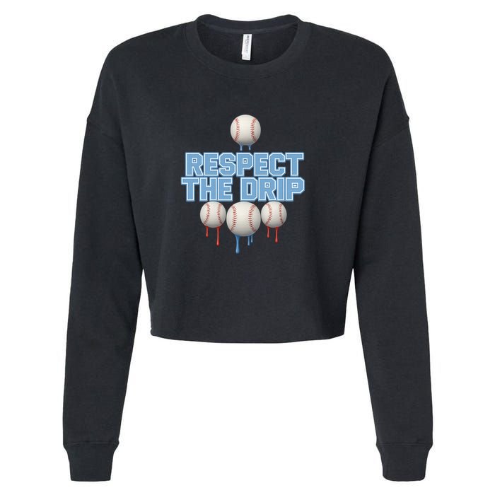 Respect The Drip Baseball Ice Cropped Pullover Crew