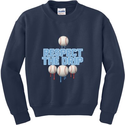 Respect The Drip Baseball Ice Kids Sweatshirt