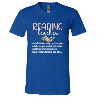 Reading Teacher Definition School Book Reading Specialist Gift V-Neck T-Shirt