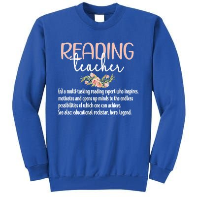 Reading Teacher Definition School Book Reading Specialist Gift Tall Sweatshirt