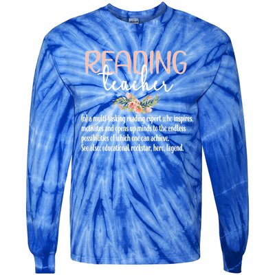 Reading Teacher Definition School Book Reading Specialist Gift Tie-Dye Long Sleeve Shirt