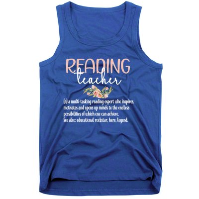 Reading Teacher Definition School Book Reading Specialist Gift Tank Top