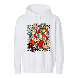 Retro Teacher Daisy Colorful Elementary School Teacher Garment-Dyed Fleece Hoodie