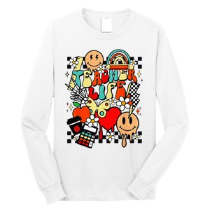 Retro Teacher Daisy Colorful Elementary School Teacher Long Sleeve Shirt