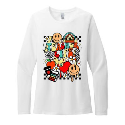 Retro Teacher Daisy Colorful Elementary School Teacher Womens CVC Long Sleeve Shirt