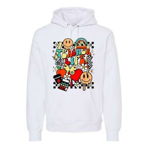 Retro Teacher Daisy Colorful Elementary School Teacher Premium Hoodie