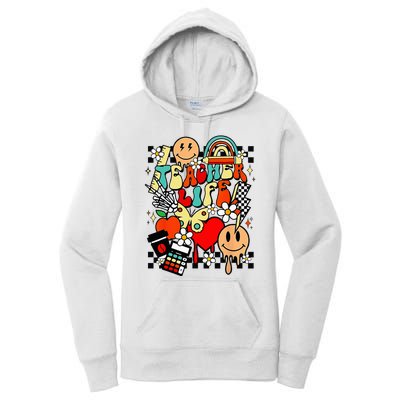 Retro Teacher Daisy Colorful Elementary School Teacher Women's Pullover Hoodie