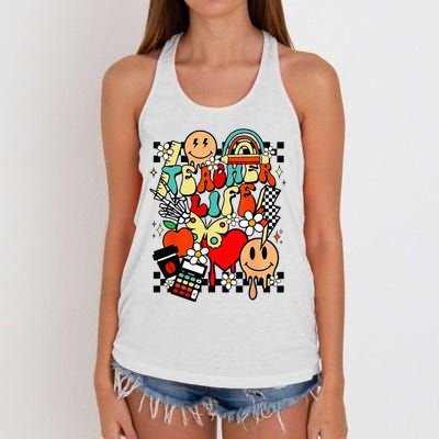 Retro Teacher Daisy Colorful Elementary School Teacher Women's Knotted Racerback Tank