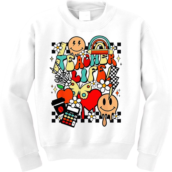 Retro Teacher Daisy Colorful Elementary School Teacher Kids Sweatshirt