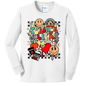 Retro Teacher Daisy Colorful Elementary School Teacher Kids Long Sleeve Shirt