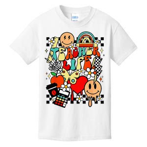 Retro Teacher Daisy Colorful Elementary School Teacher Kids T-Shirt