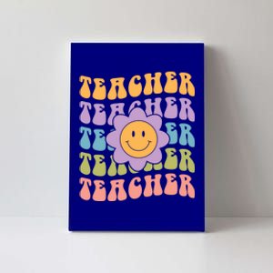 Retro Teacher Daisy Colorful Great Gift Eletary School Teacher Great Gift Canvas