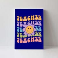 Retro Teacher Daisy Colorful Great Gift Eletary School Teacher Great Gift Canvas