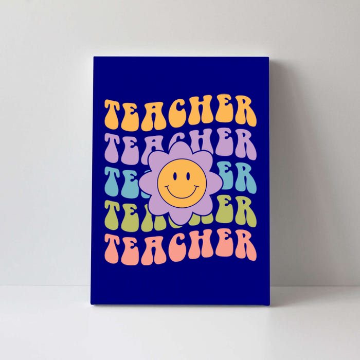 Retro Teacher Daisy Colorful Great Gift Eletary School Teacher Great Gift Canvas