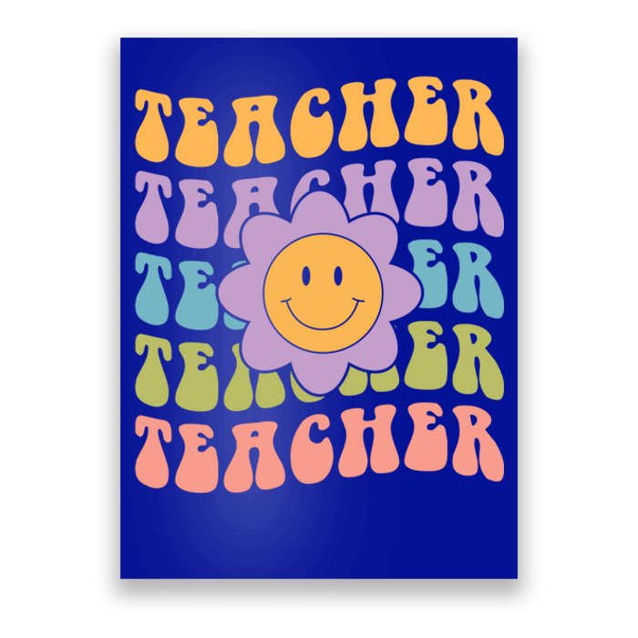 Retro Teacher Daisy Colorful Great Gift Eletary School Teacher Great Gift Poster