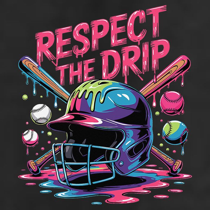 Respect The Drip Baseball Bat Ice Cream Drip 7 Panel Mesh Trucker Snapback Hat