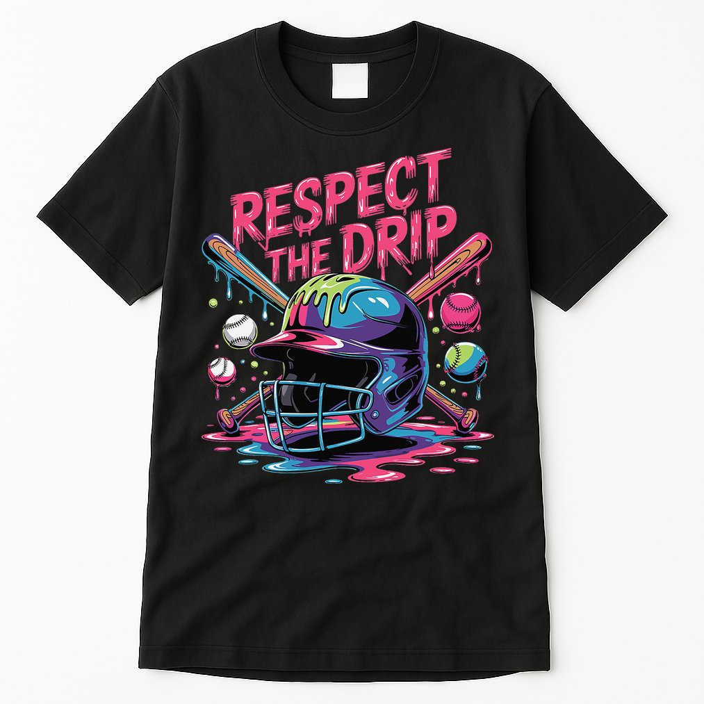 Respect The Drip Baseball Bat Ice Cream Drip Tall T-Shirt