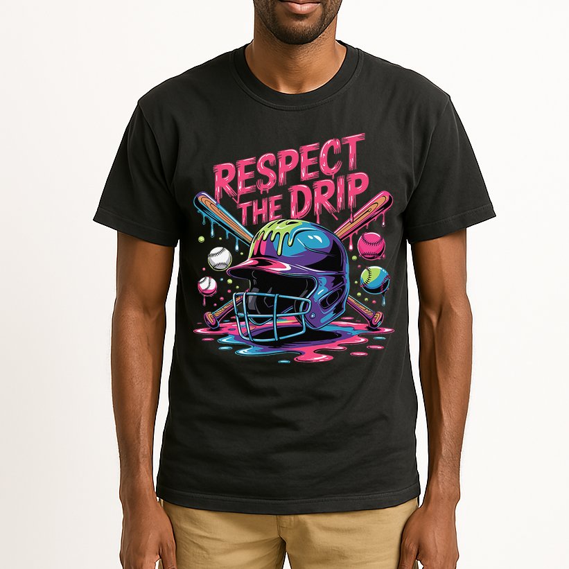 Respect The Drip Baseball Bat Ice Cream Drip Tall T-Shirt