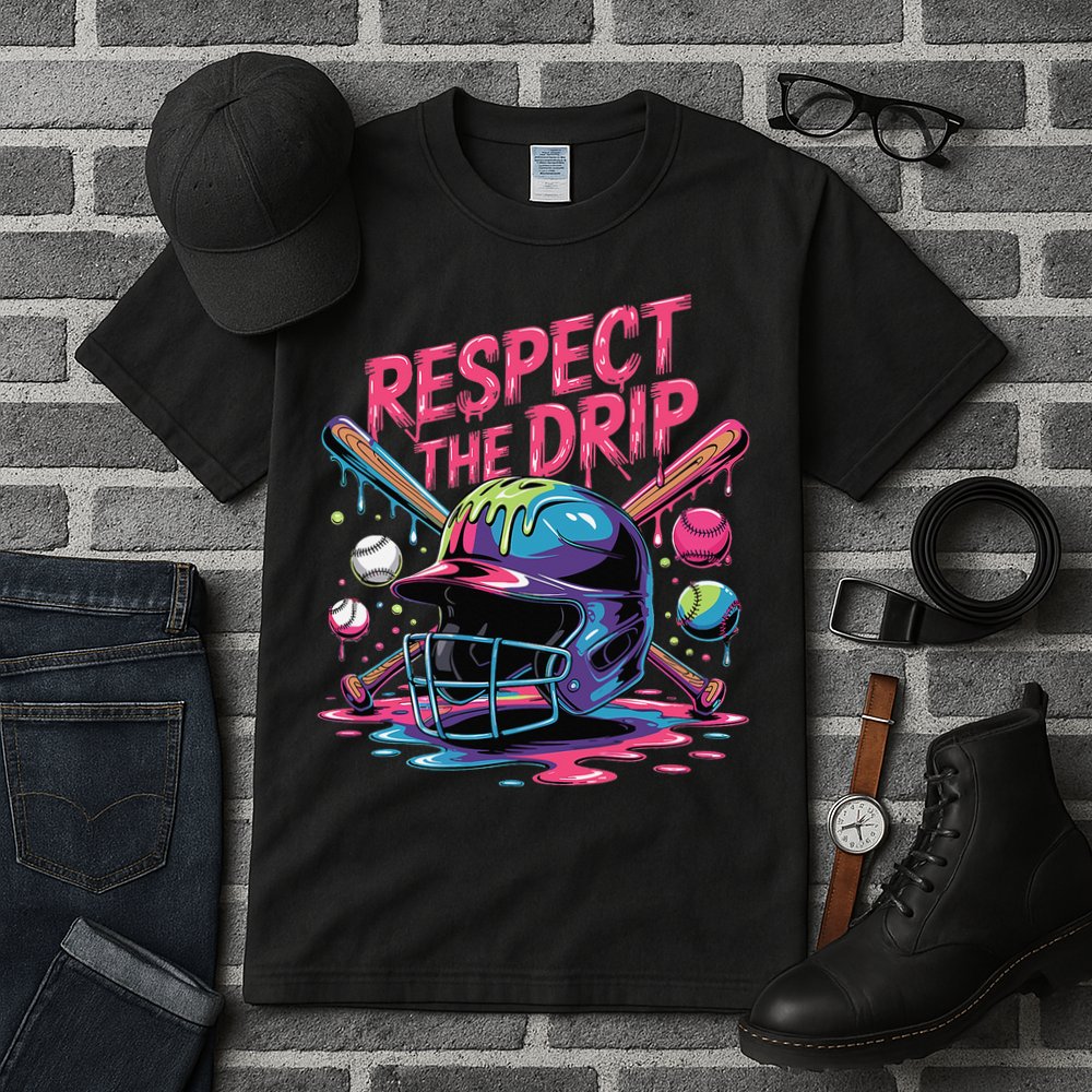 Respect The Drip Baseball Bat Ice Cream Drip Tall T-Shirt