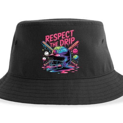 Respect The Drip Baseball Bat Ice Cream Drip Sustainable Bucket Hat