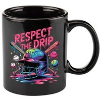 Respect The Drip Baseball Bat Ice Cream Drip 11oz C Handle Ceramic Mug