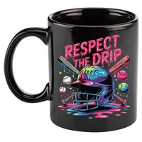 Respect The Drip Baseball Bat Ice Cream Drip 11oz C Handle Ceramic Mug