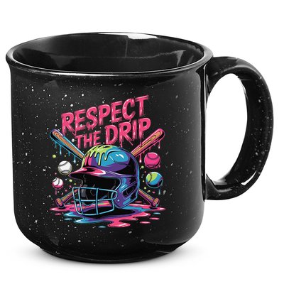 Respect The Drip Baseball Bat Ice Cream Drip 15oz Campfire Ceramic Mug