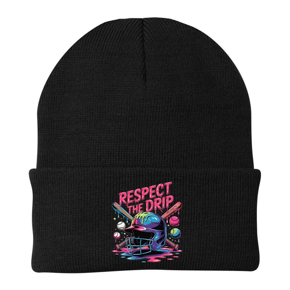 Respect The Drip Baseball Bat Ice Cream Drip Beanie