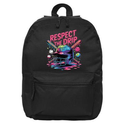 Respect The Drip Baseball Bat Ice Cream Drip 16 in Basic Backpack