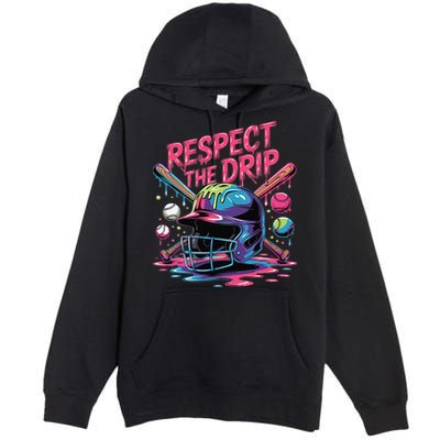 Respect The Drip Baseball Bat Ice Cream Drip Premium Pullover Hoodie